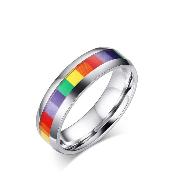 lgbt ring 6mm steel sticker fashion rainbow rings stainless steel mens ring lgbtq accessories bisexual fashion jewelry, Silver 
lgbt ring 6mm steel sticker fashion rainbow rings stainless steel mens ring lgbtq accessories bisexual fashion jewelry, Silver