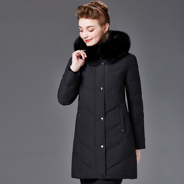 2019 new fashion large size white duck down women's down jacket middle-aged warm hooded female jacket nuw347, Black
2019 new fashion large size white duck down women's down jacket middle-aged warm hooded female jacket nuw347, Black