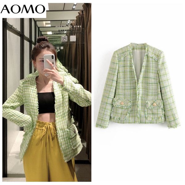 aomo women vintage green plaid blazer female long sleeve elegant jacket ladies work wear blazer formal suits 3h232a, White;black
aomo women vintage green plaid blazer female long sleeve elegant jacket ladies work wear blazer formal suits 3h232a, White;black