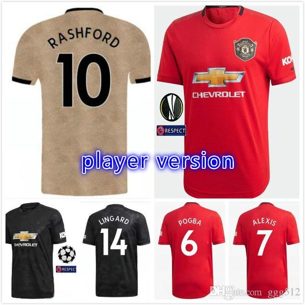 

player version 2019 2020 fc manchester pogba home soccer jersey united 19 20 alexis rashford lukaku martial utd man football shirt uniforms, Black;yellow