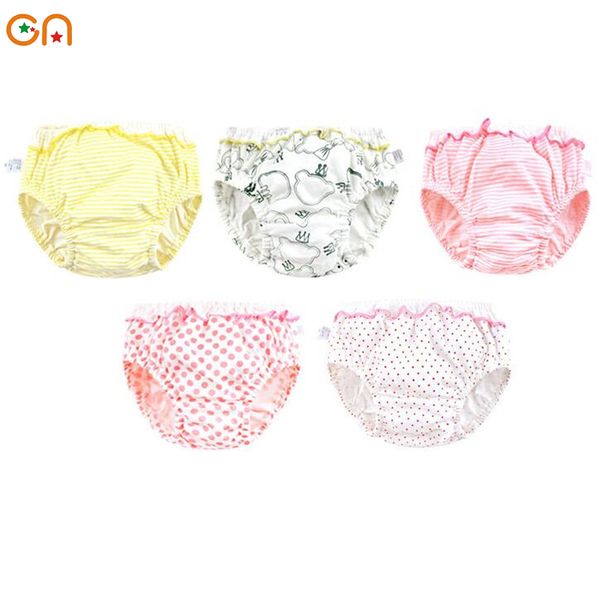 

kids 100%cotton underwear girl infant baby cute stripe dots ruffle panties for 0-2t children gifts cn