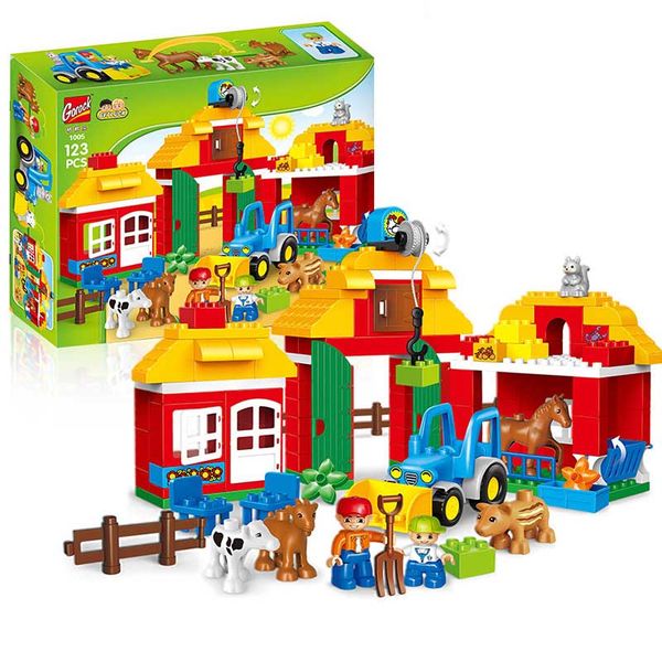 123pcs diy city house roof big particle building blocks animal farm scene educational toy for children duplo bricks baby gifts
123pcs diy city house roof big particle building blocks animal farm scene educational toy for children duplo bricks baby gifts