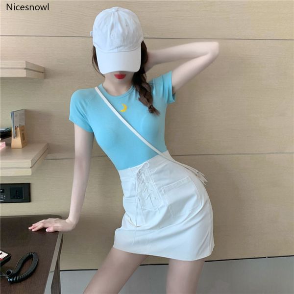 summer all-match slim-fit round neck embroidered t-shirt bag hip skirt fashion suit women's two-piece suit, White;black
summer all-match slim-fit round neck embroidered t-shirt bag hip skirt fashion suit women's two-piece suit, White;black