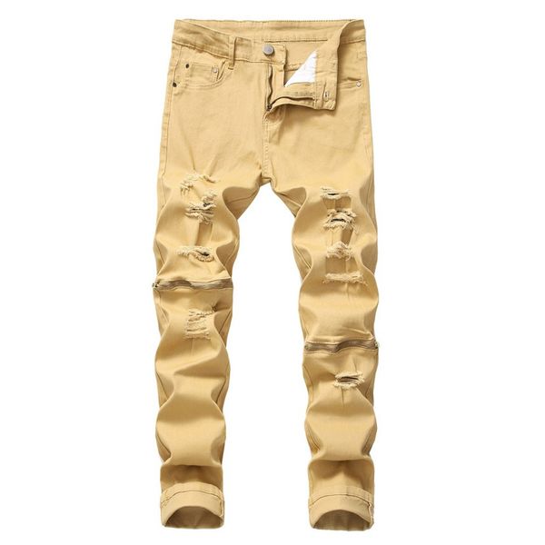 klv men's pants autumn men's new fashion pants personality stretch ripped denim trousers zipper with holes, Black
klv men's pants autumn men's new fashion pants personality stretch ripped denim trousers zipper with holes, Black