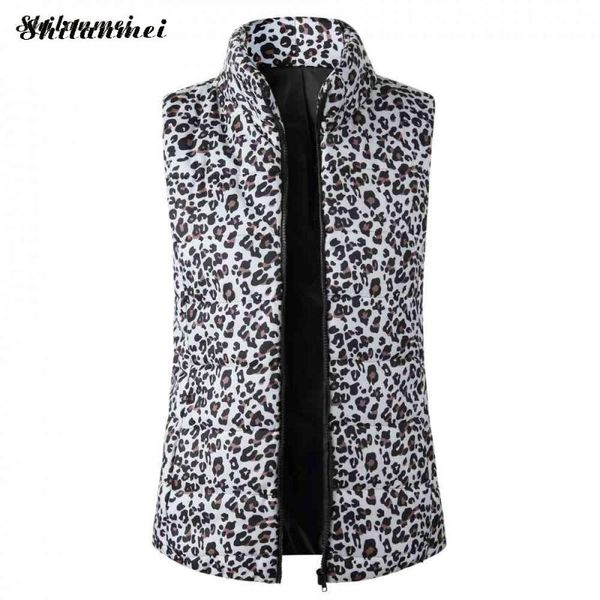 warm sleeveless waistcoat 2019 women winter zipper vest leopard jacket stand-up collar slim pockets causal female jackets vest, Black;white
warm sleeveless waistcoat 2019 women winter zipper vest leopard jacket stand-up collar slim pockets causal female jackets vest, Black;white