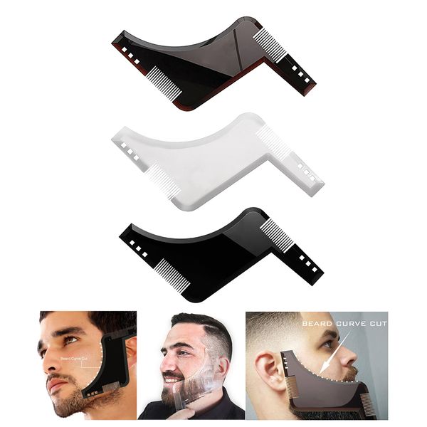 3 pack portable beard shaping tool template stencil symmetry trimming comb, Silver 
3 pack portable beard shaping tool template stencil symmetry trimming comb, Silver