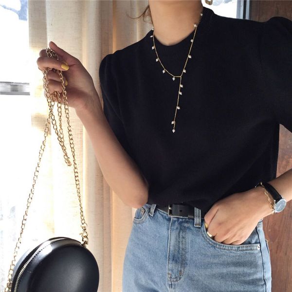women's sweaters hzirip black solid princess vintage short sleeves jumpers chic 2021 women all match retro slim pullovers knitted gentl, White;black
women's sweaters hzirip black solid princess vintage short sleeves jumpers chic 2021 women all match retro slim pullovers knitted gentl, White;black