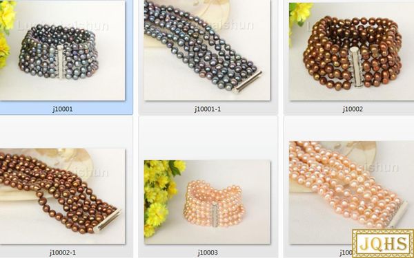 6row 8" 7mm round black pink coffee freshwater pearls beads strand knotted bracelet magnet clasp j10002
6row 8" 7mm round black pink coffee freshwater pearls beads strand knotted bracelet magnet clasp j10002