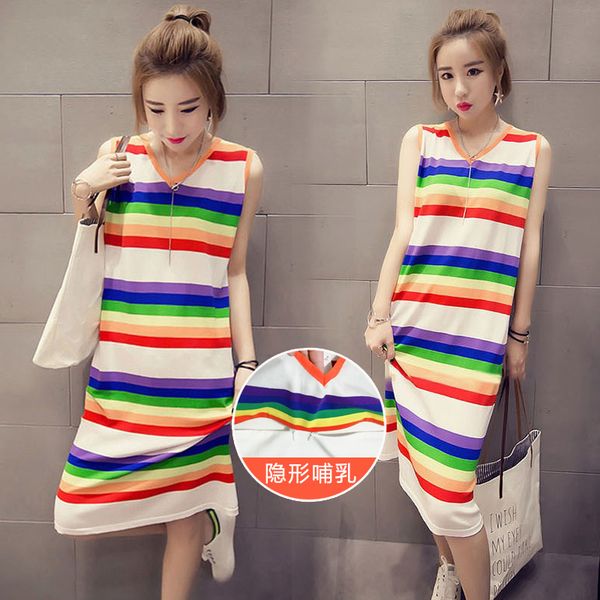 213# nursing stripe v neck maternity clothing loose stylish dress for pregnant women pregnancy nursing dress, White 
213# nursing stripe v neck maternity clothing loose stylish dress for pregnant women pregnancy nursing dress, White