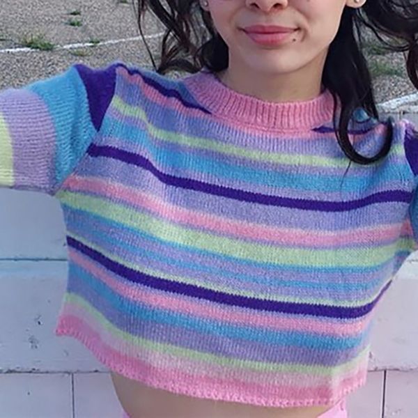 new winter clothes women long-sleeved women's crop sweater fashion sweet striped print knit bottoming shirt #e, White;black
new winter clothes women long-sleeved women's crop sweater fashion sweet striped print knit bottoming shirt #e, White;black