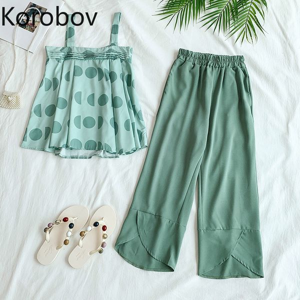 korobov korean sweet green women two piece sets polka dot tank peter pan shirt + high waist wide leg pants suit 78286, White
korobov korean sweet green women two piece sets polka dot tank peter pan shirt + high waist wide leg pants suit 78286, White