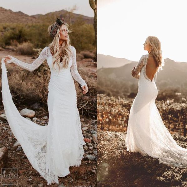 Rustic Country Mermaid Wedding Dresses with Long Sleeves 2019 Vintage Backless Bohemian Lace Bridal Wedding Gowns robe de mariée
Rustic Country Mermaid Wedding Dresses with Long Sleeves 2019 Vintage Backless Bohemian Lace Bridal Wedding Gowns robe de mariée