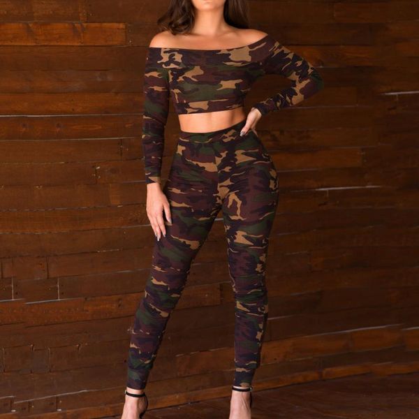 2pcs fashion women off shoulder crop long camouflage pants daliy casual suit camouflage running set plus size#, Black;blue
2pcs fashion women off shoulder crop long camouflage pants daliy casual suit camouflage running set plus size#, Black;blue