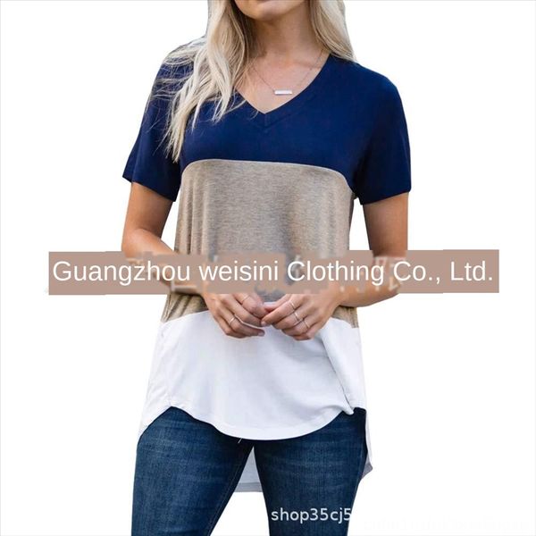 2020 women's short sleeve stitching contrast color 2020 t-shirt women's t-shirt short sleeve stitching contrast color top, White
2020 women's short sleeve stitching contrast color 2020 t-shirt women's t-shirt short sleeve stitching contrast color top, White