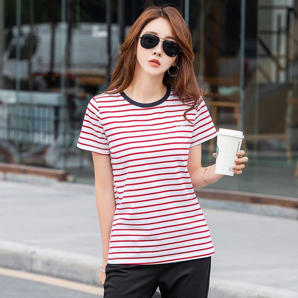 women's korean t-shirt stripe women's bottoming shirt slim short sleeve t-shirt women's summer, White
women's korean t-shirt stripe women's bottoming shirt slim short sleeve t-shirt women's summer, White