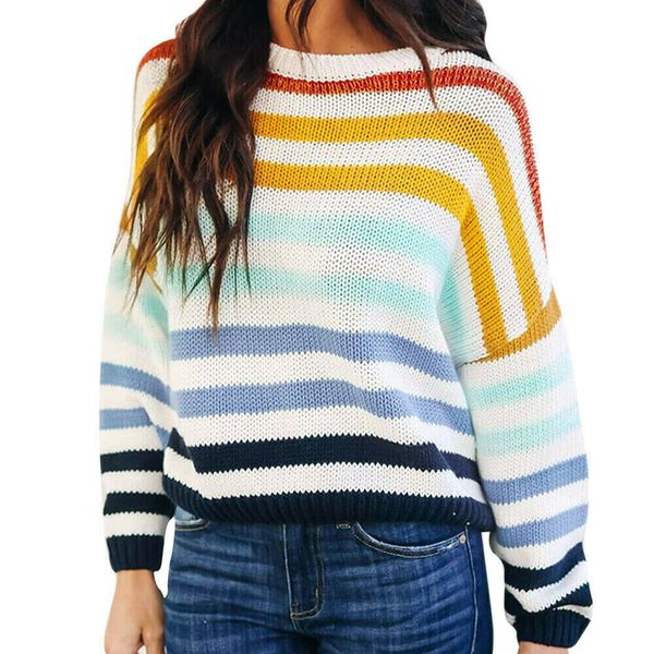 women's loose knitted pullover jumper full sweater crew neck long sleeve knitwear top, White;black
women's loose knitted pullover jumper full sweater crew neck long sleeve knitwear top, White;black