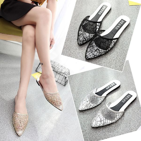 sandals 2019 lace hollow-out baotou flat-bottomed slippers all-match women's shoes, Black
sandals 2019 lace hollow-out baotou flat-bottomed slippers all-match women's shoes, Black