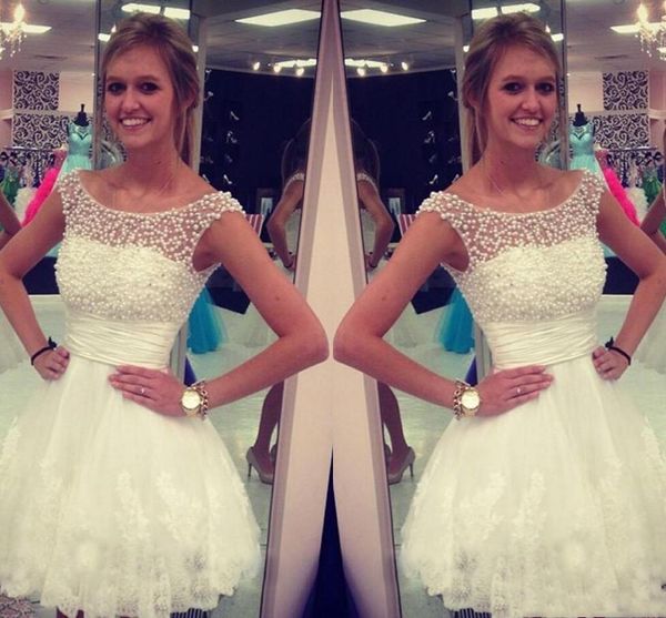 sheer jewel neck short homecoming dresses beading pearls lace cocktail dresses little graduation formal party gown mini sweet 16 girls dress, Blue;pink
sheer jewel neck short homecoming dresses beading pearls lace cocktail dresses little graduation formal party gown mini sweet 16 girls dress, Blue;pink