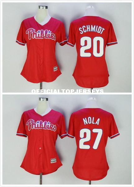 women 20 mike schmidt 27 aaron nola jersey red, Black;blue