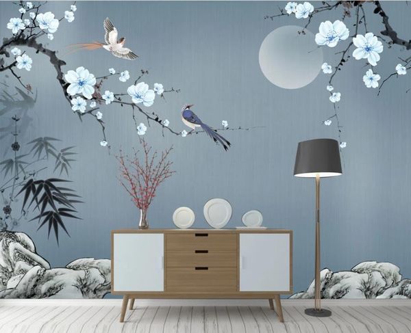 new chinese style blue flower 3d wallpapers hand-painted stone bamboo leaf plum blossom background wall decoration painting
new chinese style blue flower 3d wallpapers hand-painted stone bamboo leaf plum blossom background wall decoration painting