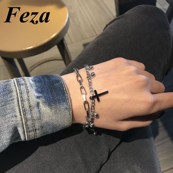 america women man punk style stainless steel cross pendant bracelets double chain bracelets for cool chic jewelry, Black
america women man punk style stainless steel cross pendant bracelets double chain bracelets for cool chic jewelry, Black