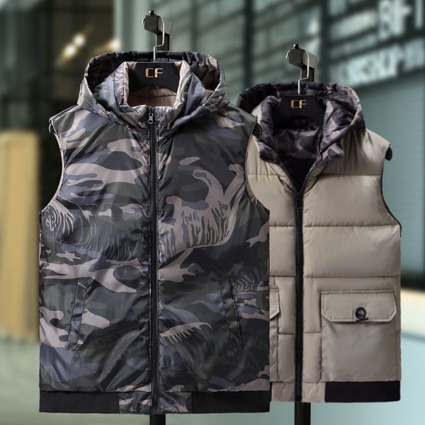men's double-faced vest autumn and winter korean version of the trend of sleeveless new hooded thick warm down cotton waistcoat, Black;white
men's double-faced vest autumn and winter korean version of the trend of sleeveless new hooded thick warm down cotton waistcoat, Black;white
