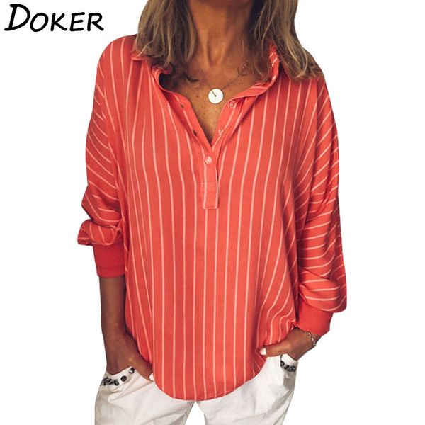 womens blouse xxl plus size clothes turn down collar long sleeve striped shirts women and blouses, White
womens blouse xxl plus size clothes turn down collar long sleeve striped shirts women and blouses, White