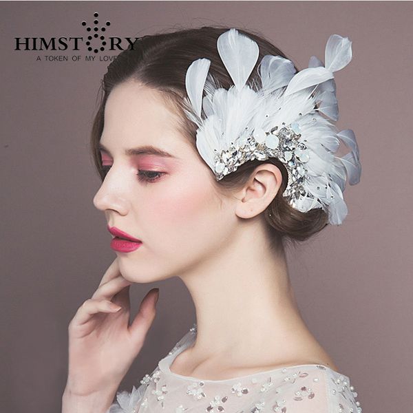 himstory european new design white feather peacock wedding headpiece handmade rhinestone bridal hair accessories jewelry, Golden;white 
himstory european new design white feather peacock wedding headpiece handmade rhinestone bridal hair accessories jewelry, Golden;white