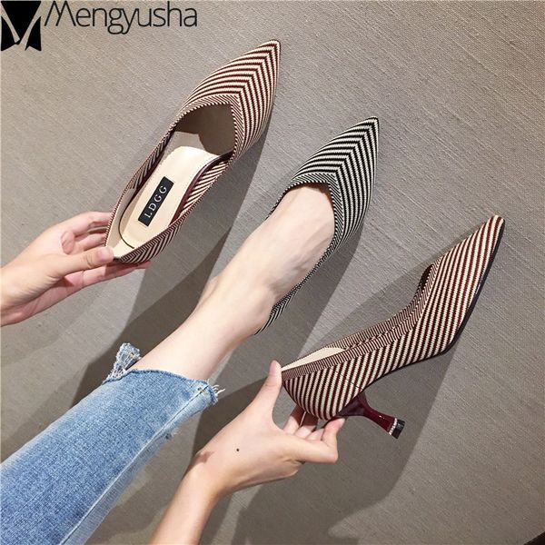 geometric patterns stripe thin high heels pointed toe cloth knitting pumps korean qualities women shoes shallow female footwear, Black
geometric patterns stripe thin high heels pointed toe cloth knitting pumps korean qualities women shoes shallow female footwear, Black