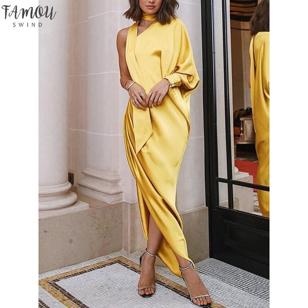 missord 2020 irregular neck one shoulder women party dresses split solid color pleated women maxi dresses mc069, Black;gray
missord 2020 irregular neck one shoulder women party dresses split solid color pleated women maxi dresses mc069, Black;gray