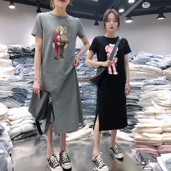 summer clothes medium and long t-shirt women's split dress short-sleeved casual loose over-knee base short t-shirt skirt small black lo, White
summer clothes medium and long t-shirt women's split dress short-sleeved casual loose over-knee base short t-shirt skirt small black lo, White