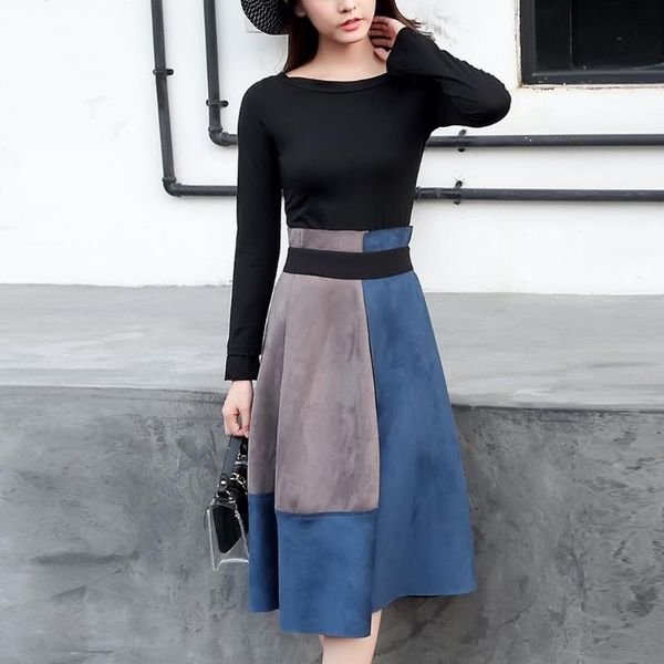 women dress casual o-neck long sleeve shirt color matching big swing zipper skirt fashion elegant autumn winter dress m840#, Black;gray
women dress casual o-neck long sleeve shirt color matching big swing zipper skirt fashion elegant autumn winter dress m840#, Black;gray