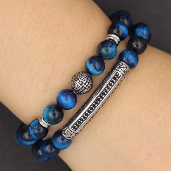2pcs/set natural stone blue red green tiger eye bead bracelet stainless steel tube charm bracelet jewelry for men women, Black
2pcs/set natural stone blue red green tiger eye bead bracelet stainless steel tube charm bracelet jewelry for men women, Black