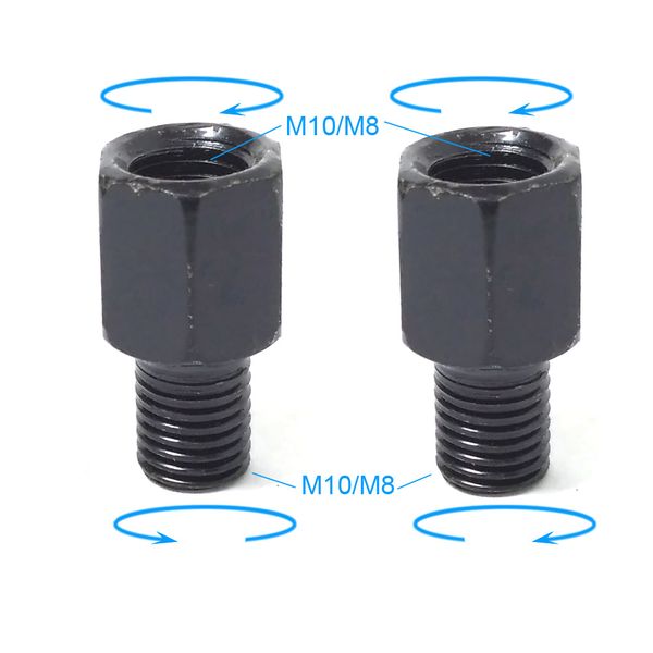 1 pair black motorcycle rear mirror adapters m10 10mm m8 8mm clockwise anti-clockwise right left hand thread changing screw
1 pair black motorcycle rear mirror adapters m10 10mm m8 8mm clockwise anti-clockwise right left hand thread changing screw