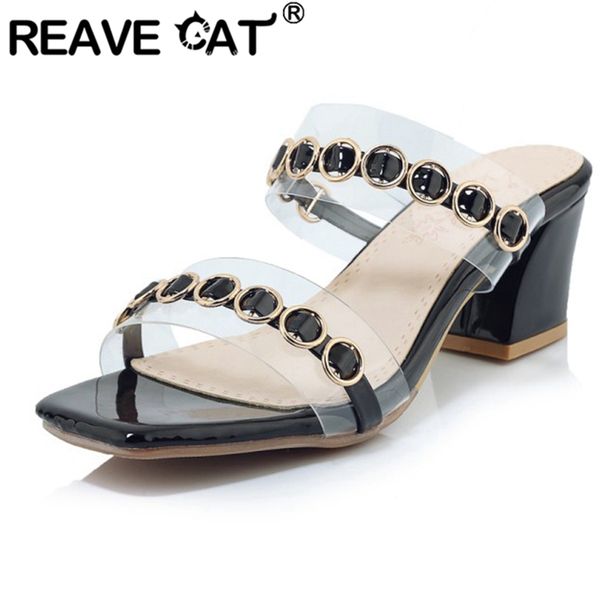 reave cat 2020 spring summer sweet slippers open toe 6cm strange heels metal decoration transparent big size 32-43 a2857, Black
reave cat 2020 spring summer sweet slippers open toe 6cm strange heels metal decoration transparent big size 32-43 a2857, Black