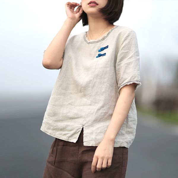 gu ka clothing art fan ming thread top вышивка вышивка пластина пряжка футболка женский круглый воротник с коротким рукавом тонкий льняной т, White
gu ka clothing art fan ming thread top вышивка вышивка пластина пряжка футболка женский круглый воротник с коротким рукавом тонкий льняной т, White