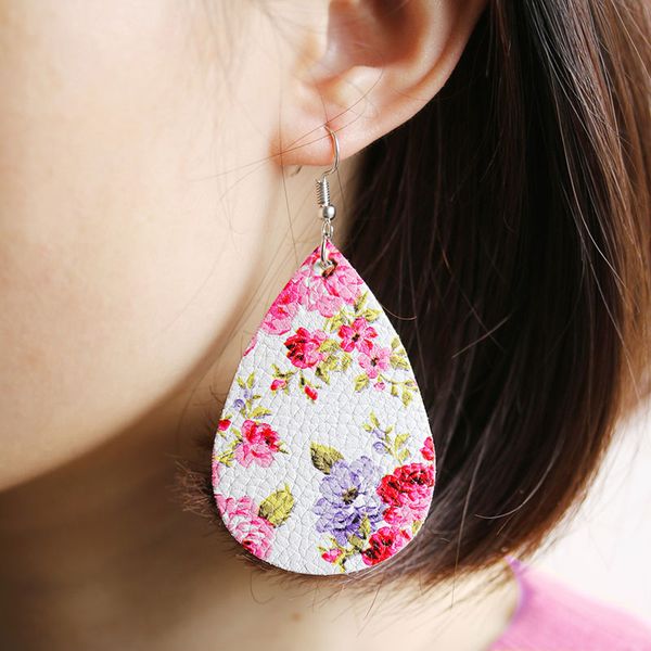 new pu leather earrings fashion flower print waterdrop dangle earrings for women girl jewery ing, Silver
new pu leather earrings fashion flower print waterdrop dangle earrings for women girl jewery ing, Silver