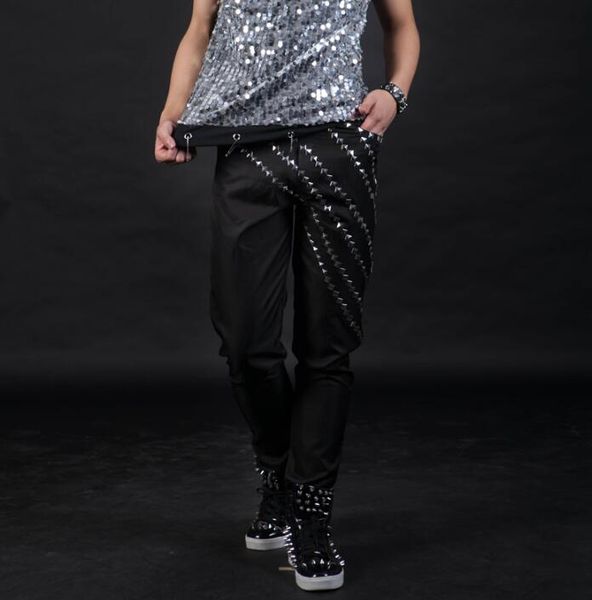 stage personality men pants oblique rivets harem pant men feet trousers singer dance rock fashion pantalon homme street black
stage personality men pants oblique rivets harem pant men feet trousers singer dance rock fashion pantalon homme street black