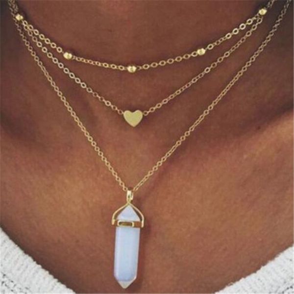 wkoud 3 layer hexagonal column quartz necklaces pendants natural stone pink crystal pendant necklace for women je, Silver
wkoud 3 layer hexagonal column quartz necklaces pendants natural stone pink crystal pendant necklace for women je, Silver