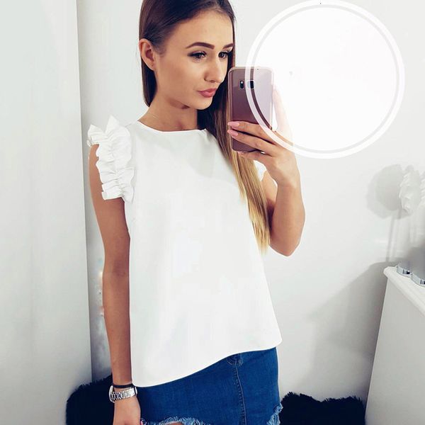 2019 summer fashion women's solid color o collar butterfly sleeve loose blouse chiffon casual shirts sleeveless, White
2019 summer fashion women's solid color o collar butterfly sleeve loose blouse chiffon casual shirts sleeveless, White