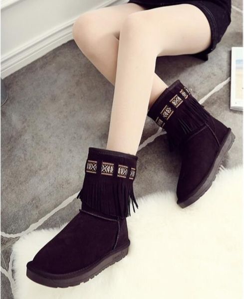 2019 new winter tube flat bottom fringed snow women's boots, Black
2019 new winter tube flat bottom fringed snow women's boots, Black