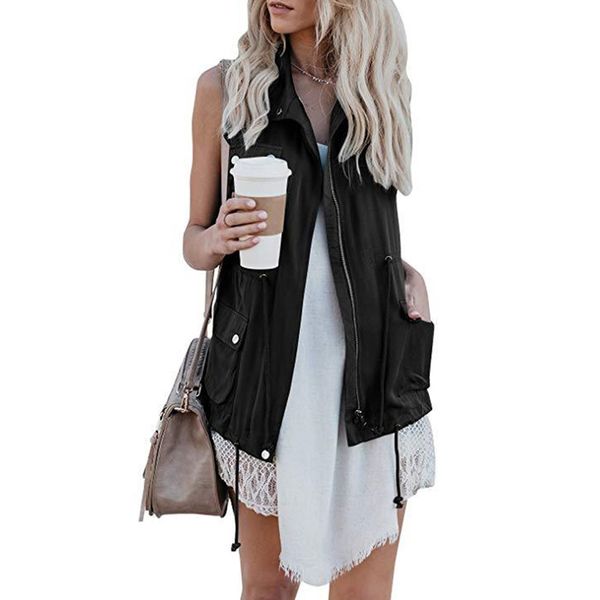 womens cargo utility safari vest pockets drawstring autumn winter casual streetwear vintage femme jacket coat, Black;white
womens cargo utility safari vest pockets drawstring autumn winter casual streetwear vintage femme jacket coat, Black;white