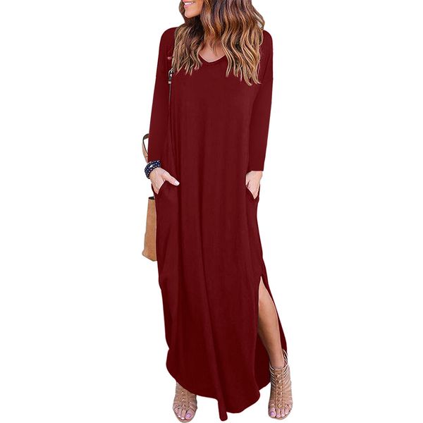 Women Dress 2018 Autumn Casual Loose Maxi Long Party Dresses Sexy Thin V Neck Long Sleeve Split Cotton Vestidos Plus Size
Women Dress 2018 Autumn Casual Loose Maxi Long Party Dresses Sexy Thin V Neck Long Sleeve Split Cotton Vestidos Plus Size