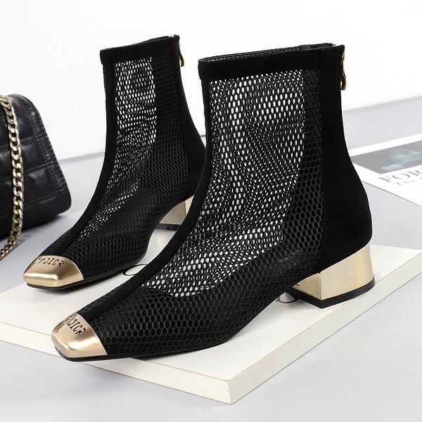 lndividuality metal square toe hollow out breathable ankle boots back zipper metal square heel summer new style nightclub shoes, Black
lndividuality metal square toe hollow out breathable ankle boots back zipper metal square heel summer new style nightclub shoes, Black