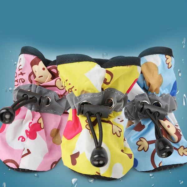 non-slip rainy day with dog rainy shoes wear waterproof shoes candy colored pet