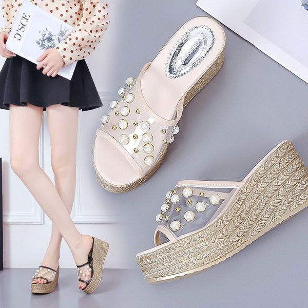 classics casual summer high heel slides women open toe outside high slippers wedges crystal solid ladies shoes, Black
classics casual summer high heel slides women open toe outside high slippers wedges crystal solid ladies shoes, Black