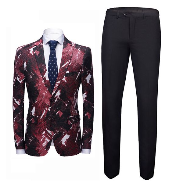 2020 men new printed suit-style banquet host formal dress marriage groom suit three-piece set, White;black
2020 men new printed suit-style banquet host formal dress marriage groom suit three-piece set, White;black