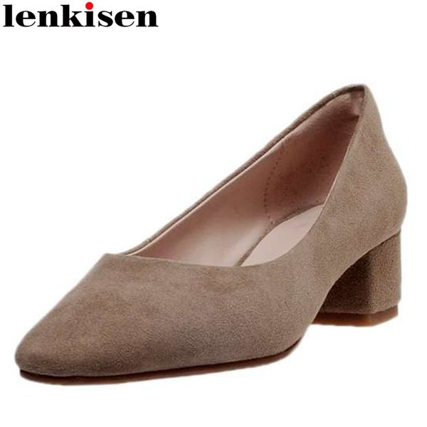 lenkisen new simple style handmade sheep suede square toe med square heels slip on office lady convenient pumps l11, Black
lenkisen new simple style handmade sheep suede square toe med square heels slip on office lady convenient pumps l11, Black