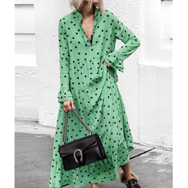 new fashion women v-neck long sleeve polka dot party ladies casual summer swing long maxi dress beach holiday clothing, Black;gray
new fashion women v-neck long sleeve polka dot party ladies casual summer swing long maxi dress beach holiday clothing, Black;gray