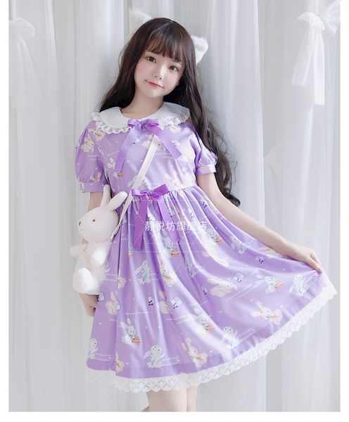 new summber girl lolita dress with lace decoration women lolita short sleeves dress falbala purple, Black;red
new summber girl lolita dress with lace decoration women lolita short sleeves dress falbala purple, Black;red
